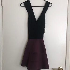 Elegant Black and Purple (mauve) Layered Prom Dress